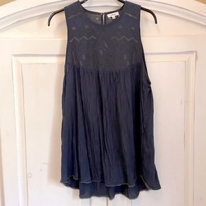 Wilfred Eclater Embroidered Tank Top in Navy